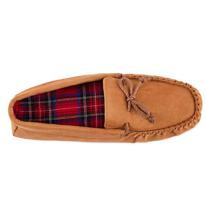 totes brown suede saddle moccasin slippers