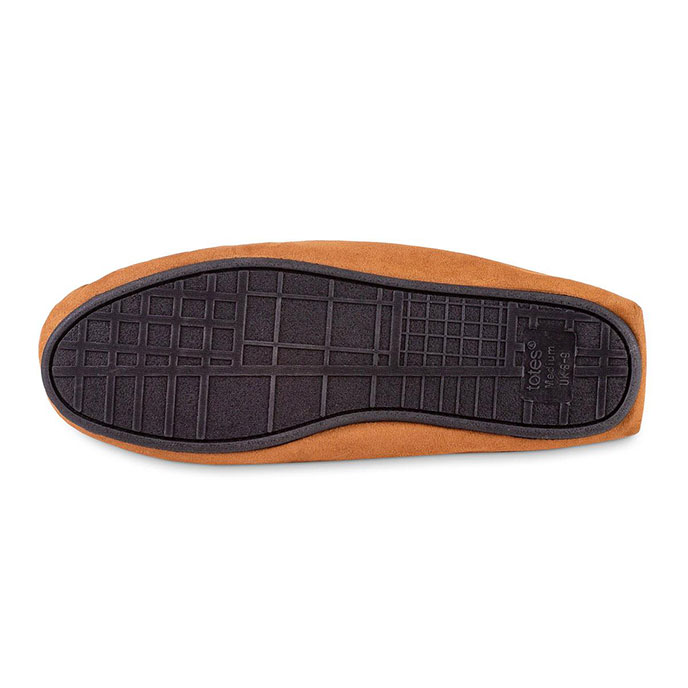 totes brown suede saddle moccasin slippers