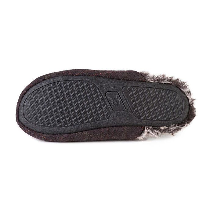 totes Mens Fur Lined Check Mule Slippers  Brown Extra Image 5