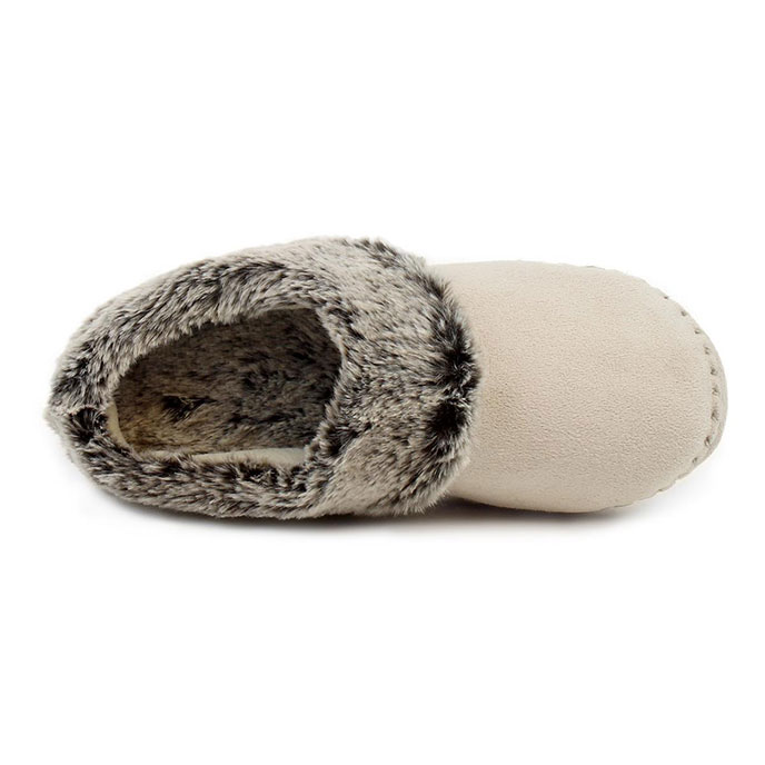 totes Ladies Suedette Fur Mule Slippers Natural Extra Image 3