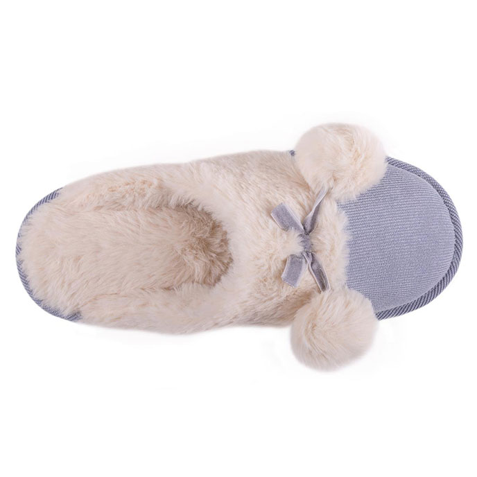 totes Ladies Cord Faux fur Lined Mule Slipper Blue Extra Image 4