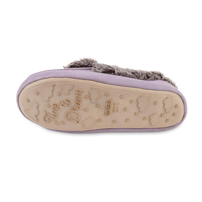 totes Ladies Suedette Fur Moccasin Slipper Lilac Extra Image 5