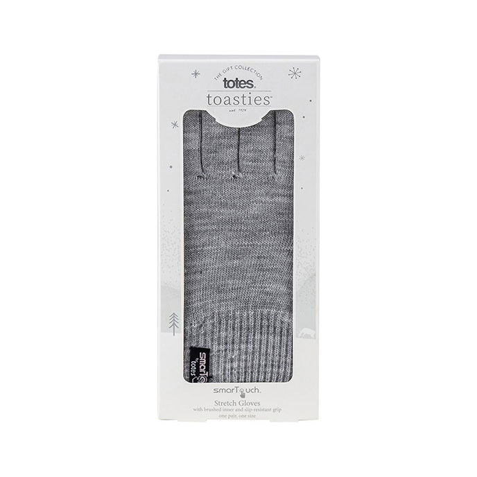 totes Ladies Stretch Knitted Smartouch Gloves Grey Extra Image 1