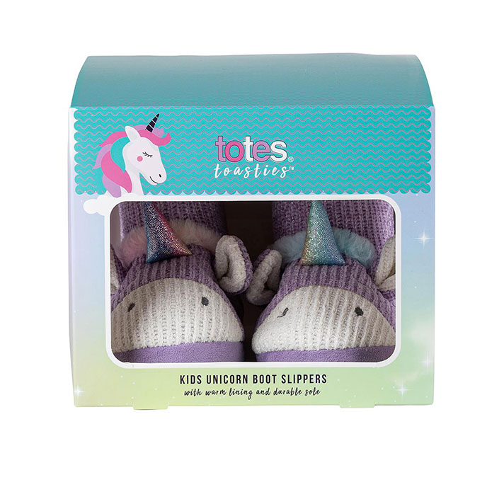 totes Girls Tall Unicorn Boot Slipper  Lilac Extra Image 1