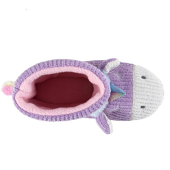 totes Girls Tall Unicorn Boot Slipper  Lilac Extra Image 4