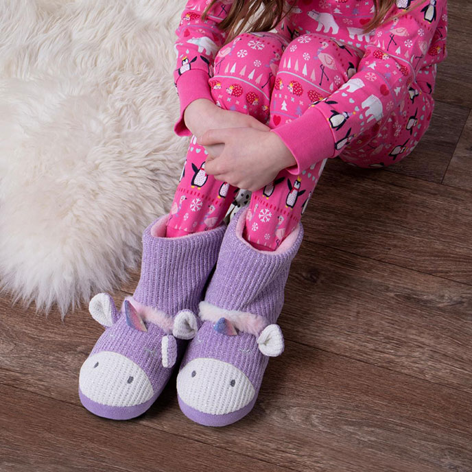 totes Girls Tall Unicorn Boot Slipper  Lilac Extra Image 6