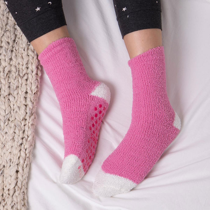 totes Ladies Twin Pack Eco Supersoft Socks Pink / Grey Spot Extra Image 4