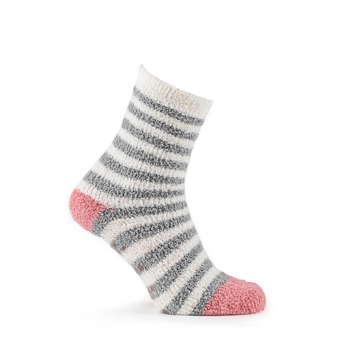 totes Ladies Twin Pack Eco Supersoft Socks Grey Stripe / Star Extra Image 2
