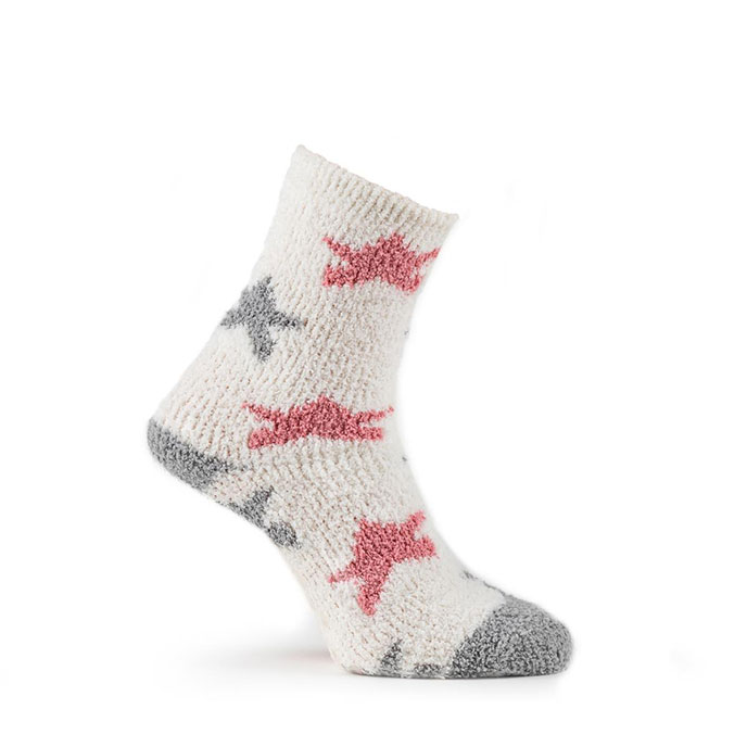 totes Ladies Twin Pack Eco Supersoft Socks Grey Stripe / Star Extra Image 3