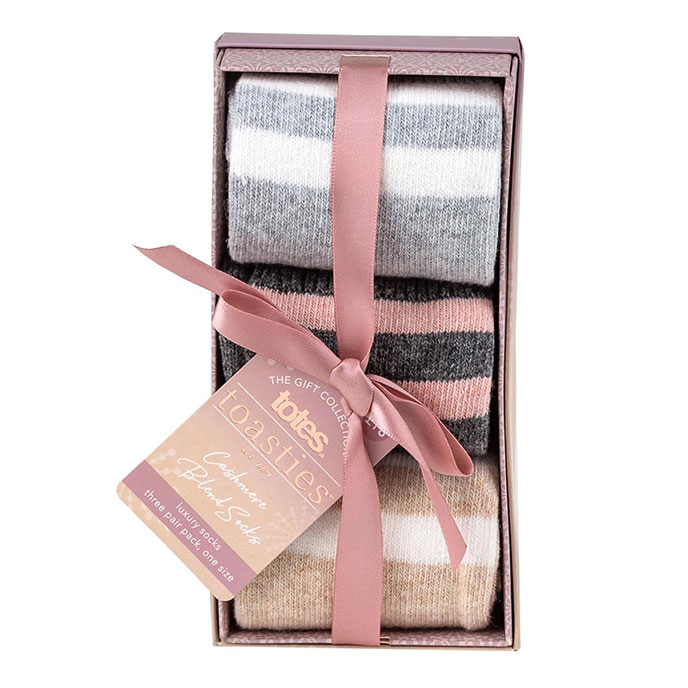 totes Ladies Cashmere Mix Triple Pack Day Socks Natural Extra Image 4
