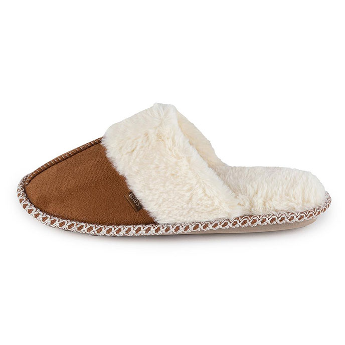 totes Ladies Suedette Mule Slipper Chestnut Extra Image 3