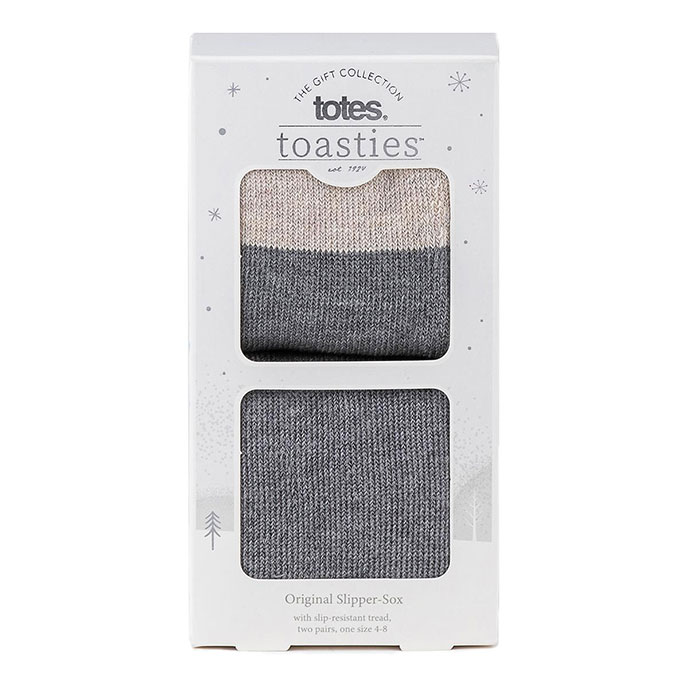 totes toasties Ladies Original Slipper Socks (Twin Pack) Grey Marl Extra Image 1