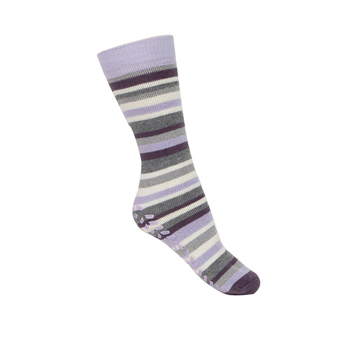 totes toasties Ladies Single Original Slipper Socks Lilac Stripe Extra Image 2