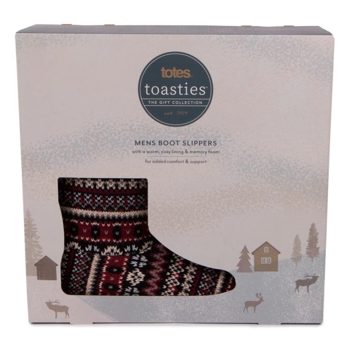 totes Mens Fair Isle Boot Slippers totes ISOTONER