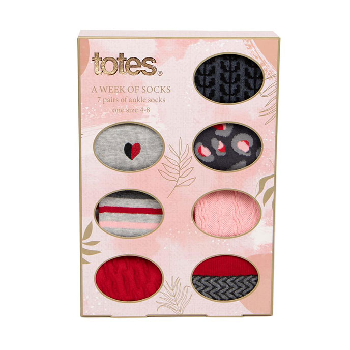 totes Ladies 7 Pack Day of The Week Ankle Socks Multi Extra Image 1