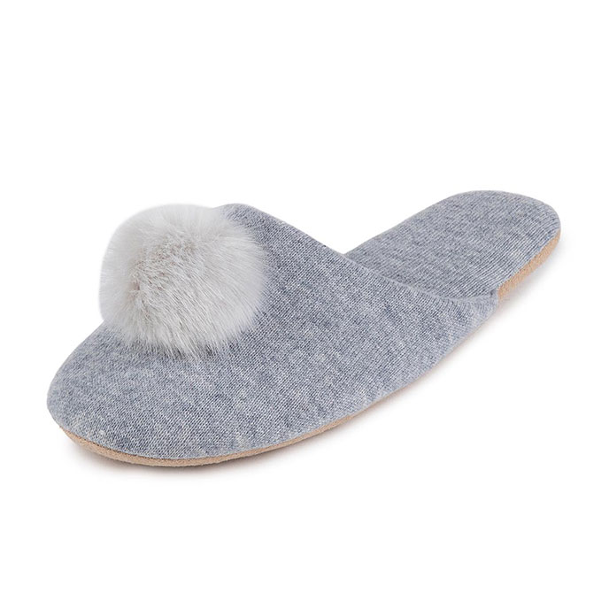 totes Ladies Cashmere Blend Mule Slipper with Soft Sole Grey Extra Image 2