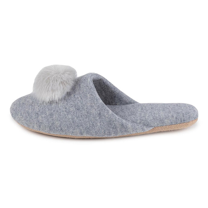 totes Ladies Cashmere Blend Mule Slipper with Soft Sole Grey Extra Image 3