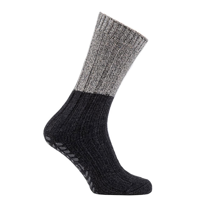 totes toasties Mens Natural Wool Blend Slipper Sock with Tread Charcoal Extra Image 2