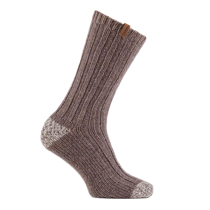totes Mens Chunky Twist Wool Boot Socks (Twin Pack) Brown Extra Image 2