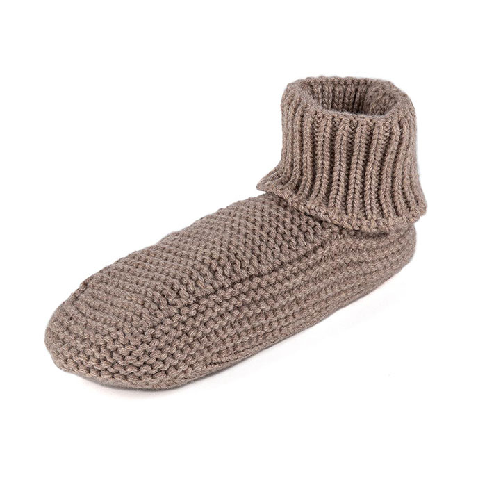 totes Mens Handknit Bootie Slipper-Sox Brown Extra Image 2