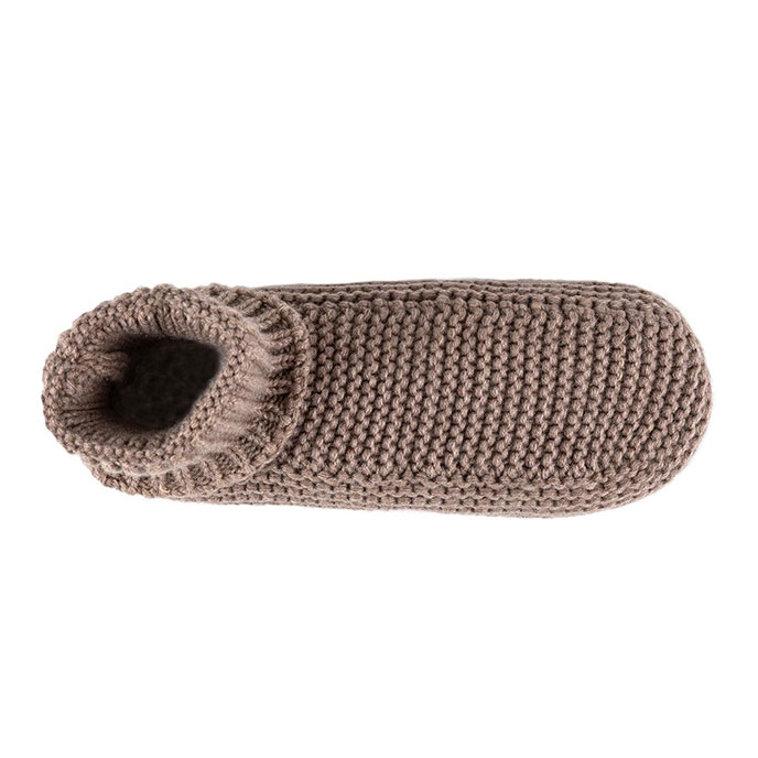 totes Mens Handknit Bootie Slipper-Sox Brown Extra Image 4