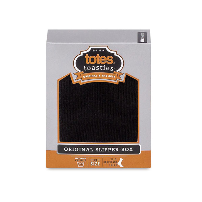 totes toasties Mens Single Original Slipper Socks Black Extra Image 1