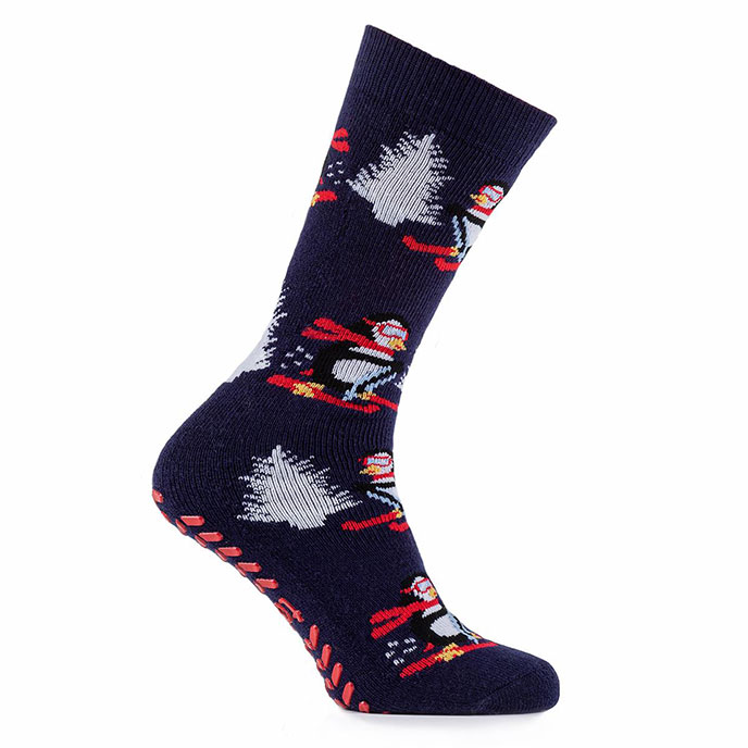 totes toasties Mens Original Slipper Sock (Twin Pack) Penguin/Colour Block Extra Image 2