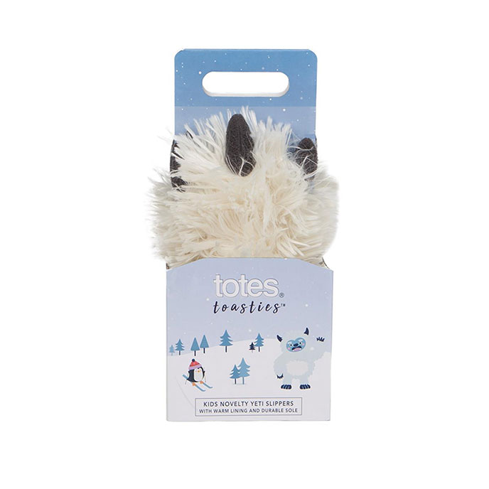 totes Kids Novelty Yeti Foot Slipper Cream Extra Image 1