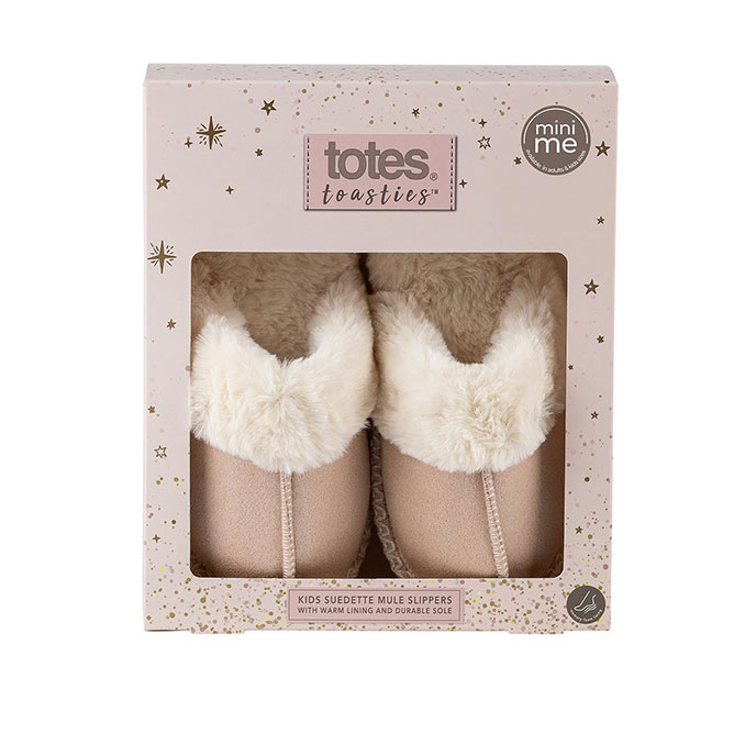 totes Teen's Sparkle Suedette Mule Slipper (Mini Me) Stone Sparkle Extra Image 1