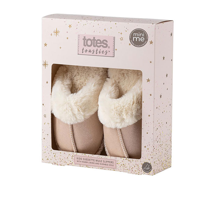 totes Teen's Sparkle Suedette Mule Slipper (Mini Me) Stone Sparkle Extra Image 6