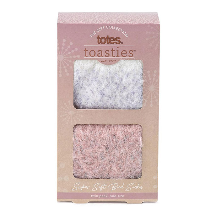 totes Ladies Fluffy Bed Socks (Twin Pack) Pink/Lilac Extra Image 3