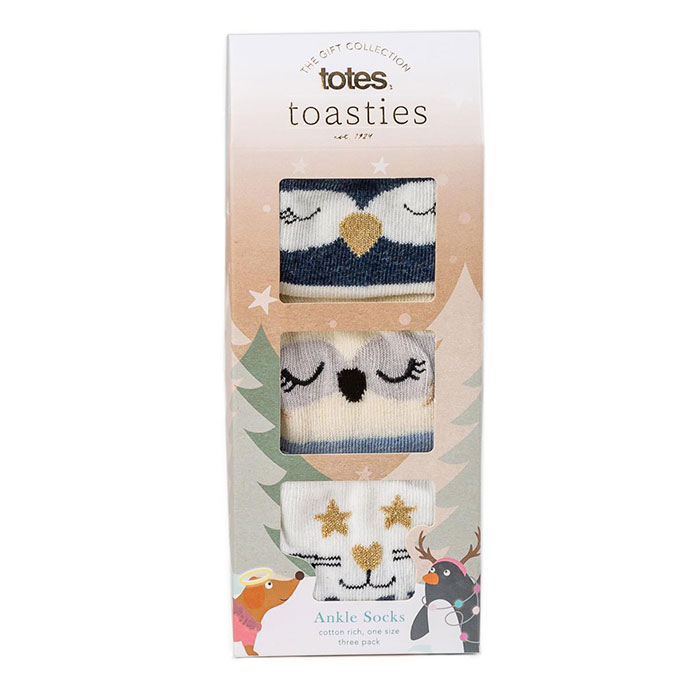 totes Ladies Triple Pack Ankle Sock Animals Extra Image 3