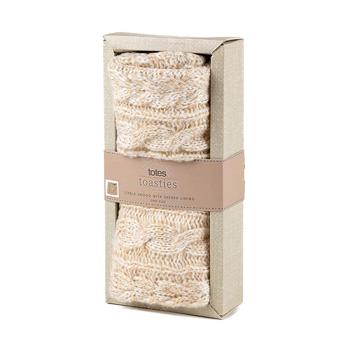 totes Ladies Cable Knit Snood Cream Extra Image 1