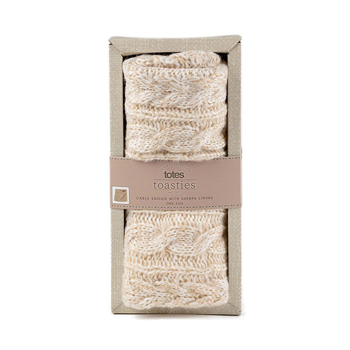 totes Ladies Cable Knit Snood Cream Extra Image 3