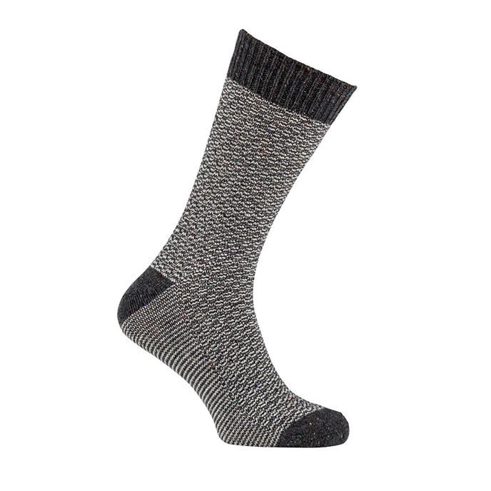 totes Mens Twin Pack Wool Blend Textured Socks Black / Charcoal Extra Image 3
