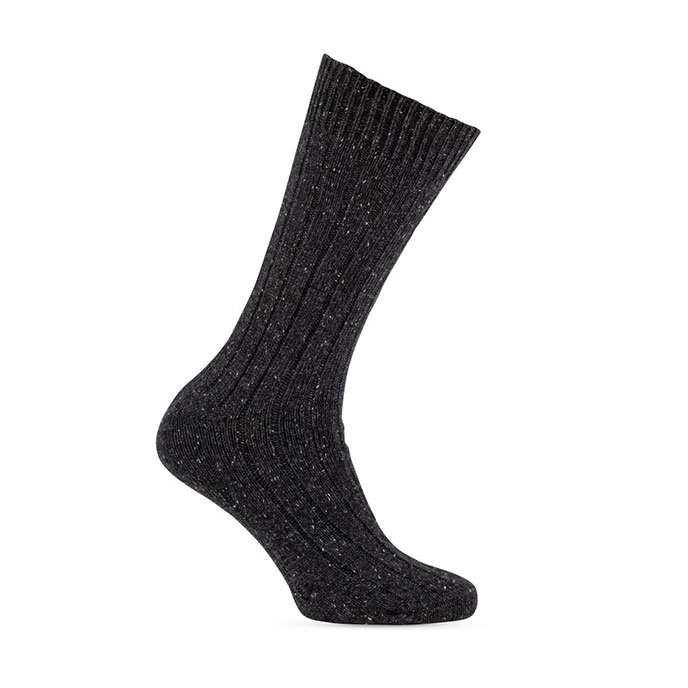 totes Mens Twin Pack Ribbed Nep Wool Blend Sock Charcoal / Black Extra Image 2