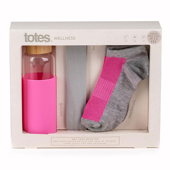 totes Ladies Water Bottle, Socks & Headband Set Grey Extra Image 1