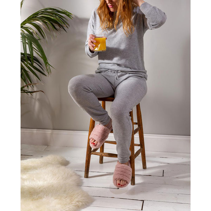Personalised Womens Ribbed Jersey Loungewear Set Mulberry, 52% OFF