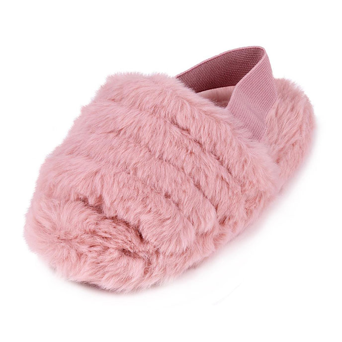 totes Childrens Faux Fur Slingback Slippers Pink Extra Image 1