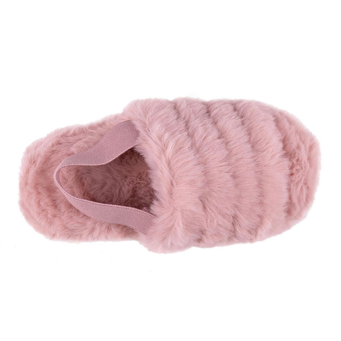 totes Childrens Faux Fur Slingback Slippers Pink Extra Image 3