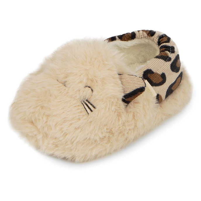 totes Kids Cat Slippers Cream with Animal Extra Image 1