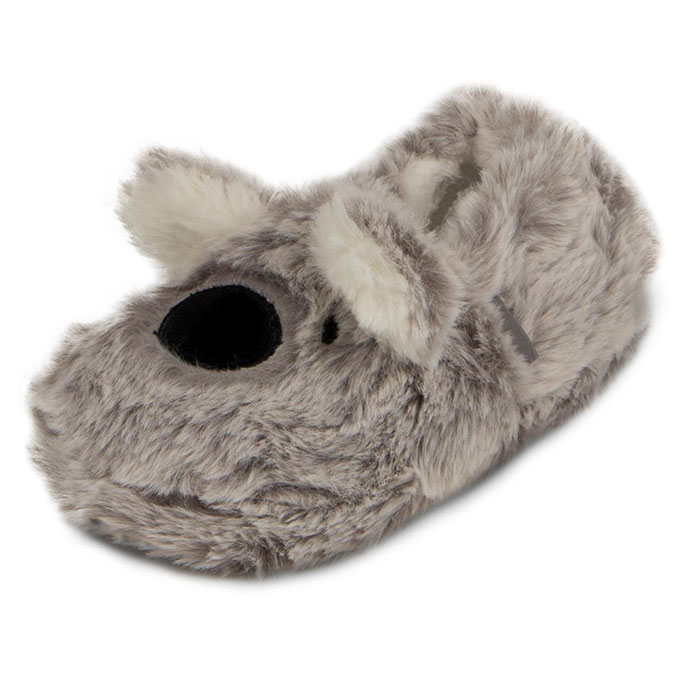 totes Kids Tipped Fur Koala Slippers Grey Extra Image 1