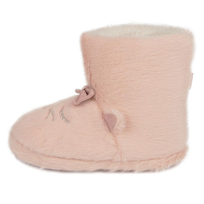 totes Kids Fur Cat Bootie Slippers Pink Extra Image 2