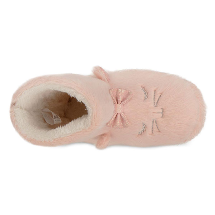 totes Kids Fur Cat Bootie Slippers Pink Extra Image 3
