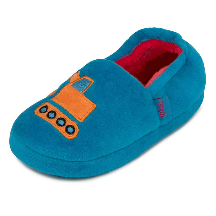 totes Kids Applique Vehicle Slippers Blue Extra Image 1