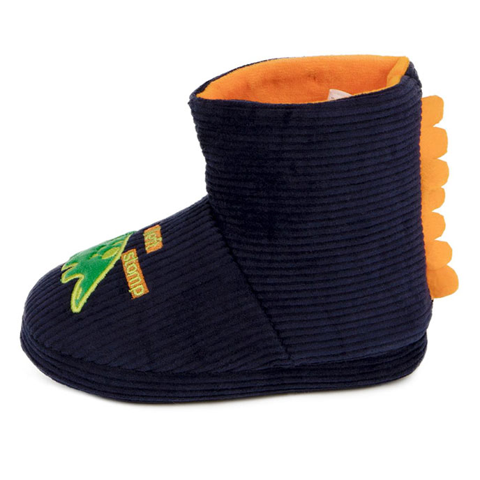 totes Kids Dino Cord Bootie Slippers Navy Extra Image 2