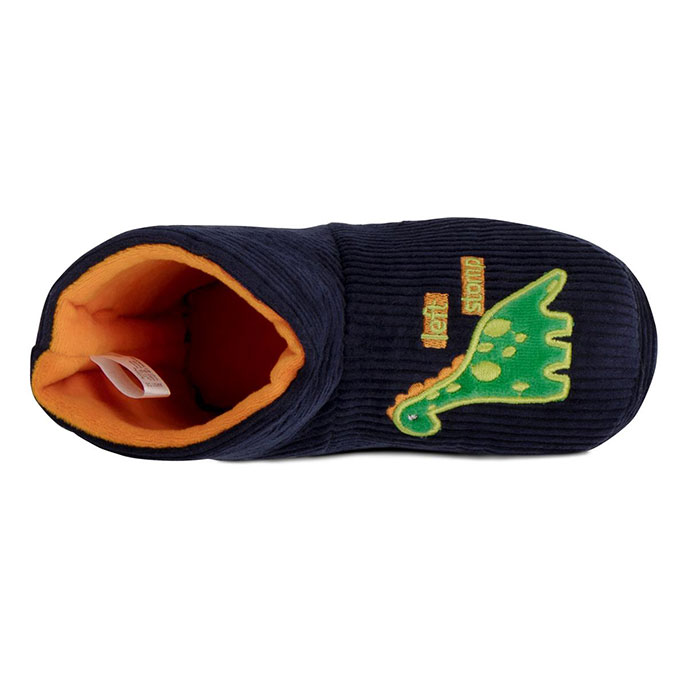 totes Kids Dino Cord Bootie Slippers Navy Extra Image 3