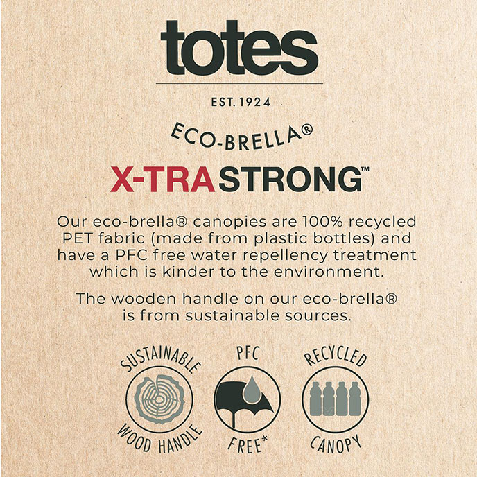 totes X-TRA STRONG® Auto Open/Close Wood Crook Handle Print