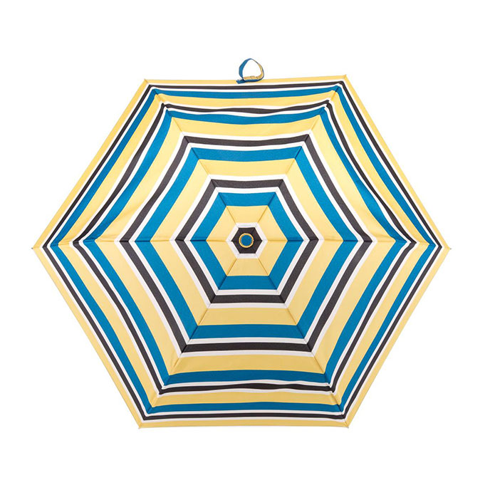 totes Auto Open/Close Thin Teal Nautical Stripe Print Umbrella (3 Section) Extra Image 1