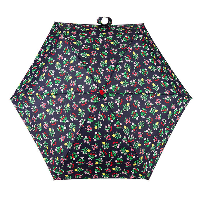 totes Compact Flat Fruit Ditsy Print Umbrella With Strawberry Charm (5 Section) Extra Image 1